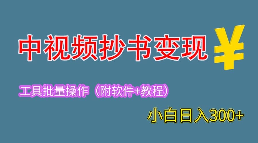 2023中视频抄书变现（附工具+教程），一天300+，特别适合新手操作的副业云创网-网创项目资源站-副业项目-创业项目-搞钱项目云创网