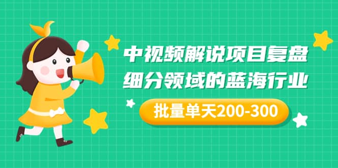 某付费文章：中视频解说项目复盘：细分领域的蓝海行业 批量单天200-300收益云创网-网创项目资源站-副业项目-创业项目-搞钱项目云创网