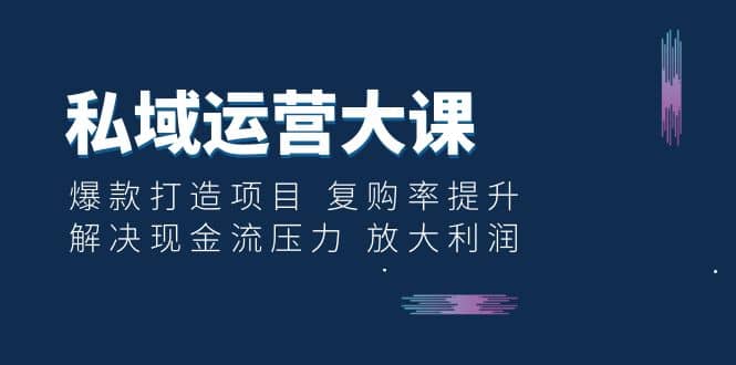 私域运营大课：爆款打造项目 复购率提升 解决现金流压力 放大利润云创网-网创项目资源站-副业项目-创业项目-搞钱项目云创网