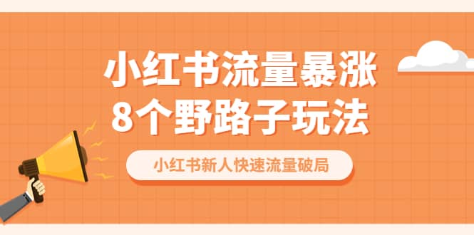 小红书流量-暴涨8个野路子玩法：小红书新人快速流量破局（8节课）云创网-网创项目资源站-副业项目-创业项目-搞钱项目云创网