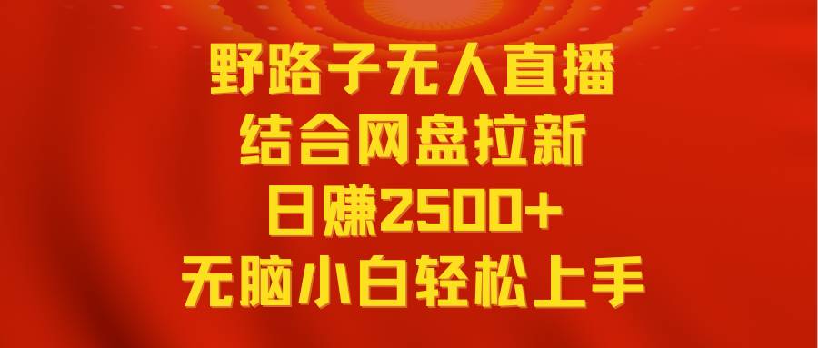 无人直播野路子结合网盘拉新，日赚2500+多平台变现，小白无脑轻松上手操作云创网-网创项目资源站-副业项目-创业项目-搞钱项目云创网