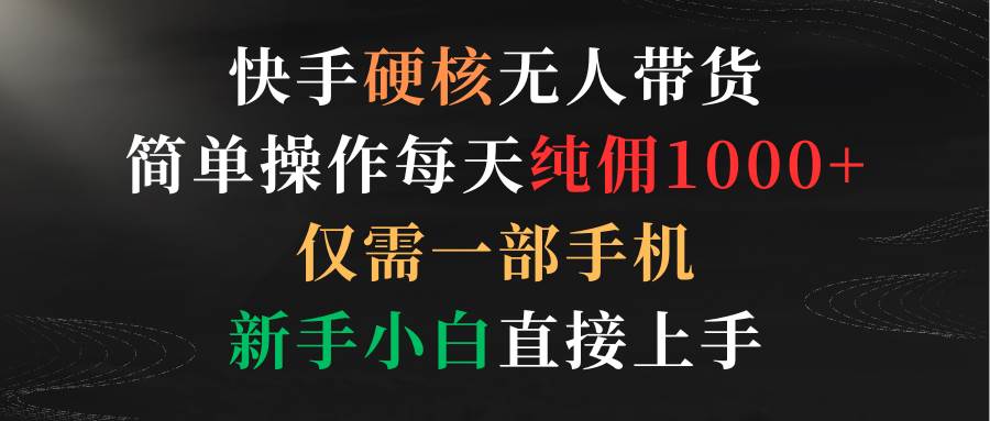 快手硬核无人带货，简单操作每天纯佣1000+,仅需一部手机，新手小白直接上手云创网-网创项目资源站-副业项目-创业项目-搞钱项目云创网
