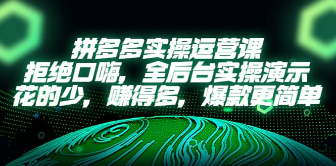 拼多多实操运营课：拒绝口嗨，全后台实操演示，花的少，赚得多，爆款更简单云创网-网创项目资源站-副业项目-创业项目-搞钱项目云创网