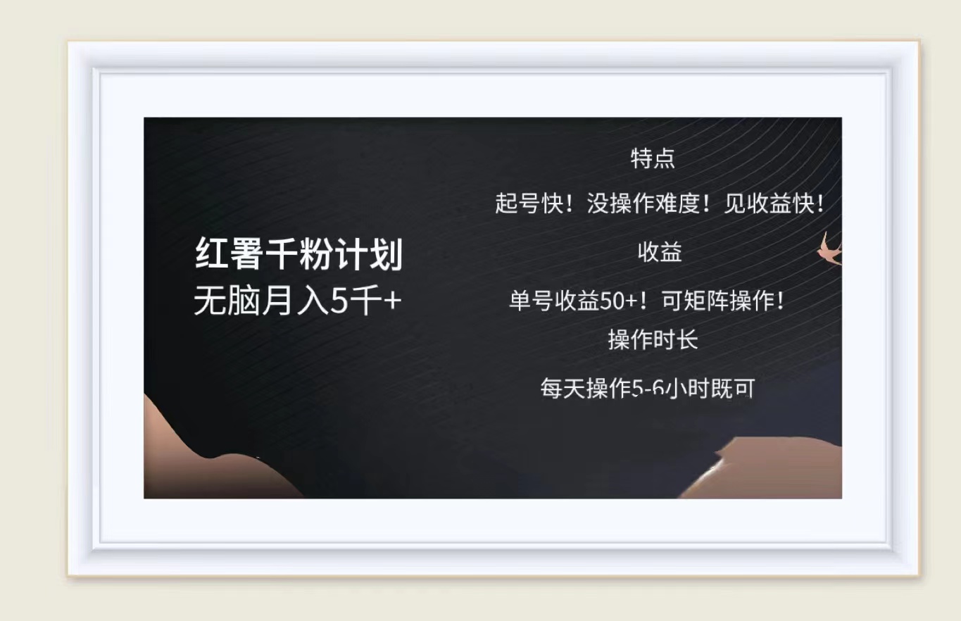 红薯千粉计划无脑月入5千➕！既做既赚！云创网-网创项目资源站-副业项目-创业项目-搞钱项目云创网