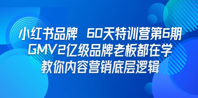 小红书品牌 60天特训营第6期 GMV2亿级品牌老板都在学 教你内容营销底层逻辑云创网-网创项目资源站-副业项目-创业项目-搞钱项目云创网