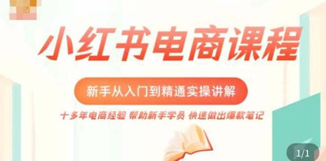 小红书电商新手入门到精通实操课，从入门到精通做爆款笔记，开店运营云创网-网创项目资源站-副业项目-创业项目-搞钱项目云创网