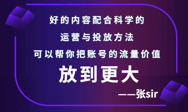 张sir账号流量增长课，告别海王流量，让你的流量更精准云创网-网创项目资源站-副业项目-创业项目-搞钱项目云创网