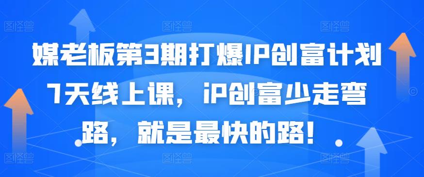 媒老板第3期打爆IP创富计划7天线上课，iP创富少走弯路，就是最快的路！云创网-网创项目资源站-副业项目-创业项目-搞钱项目云创网