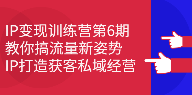 IP变现训练营第6期：教你搞流量新姿势，IP打造获客私域经营云创网-网创项目资源站-副业项目-创业项目-搞钱项目云创网