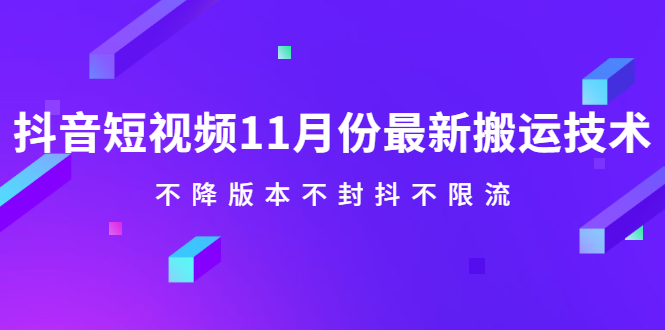 抖音短视频11月份最新搬运技术，不降版本不封抖不限流！【视频课程】云创网-网创项目资源站-副业项目-创业项目-搞钱项目云创网