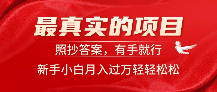 最真实的项目，照抄答案，有手就行，新手小白月入过万轻轻松松云创网-网创项目资源站-副业项目-创业项目-搞钱项目云创网