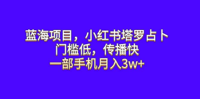 蓝海项目，小红书塔罗占卜，门槛低，传播快，一部手机月入3w+云创网-网创项目资源站-副业项目-创业项目-搞钱项目云创网