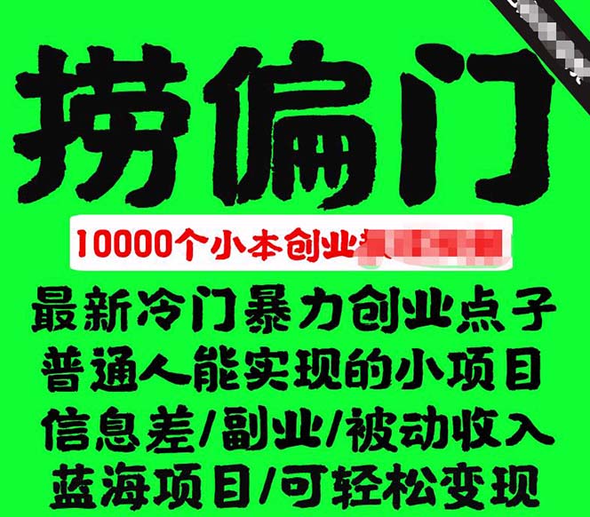 千款捞偏门小本创业小项目，总有一款适合你【无水印】云创网-网创项目资源站-副业项目-创业项目-搞钱项目云创网