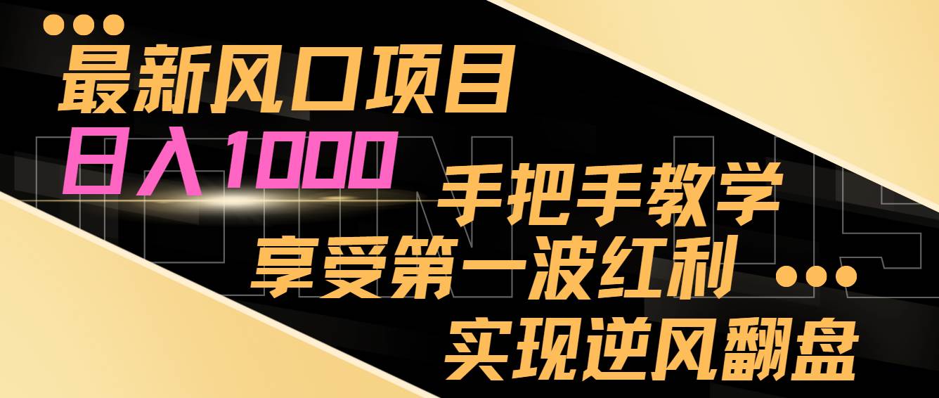 最新风口项目，日入过千，抓住当下风口，享受第一波红利，实现逆风翻盘云创网-网创项目资源站-副业项目-创业项目-搞钱项目云创网