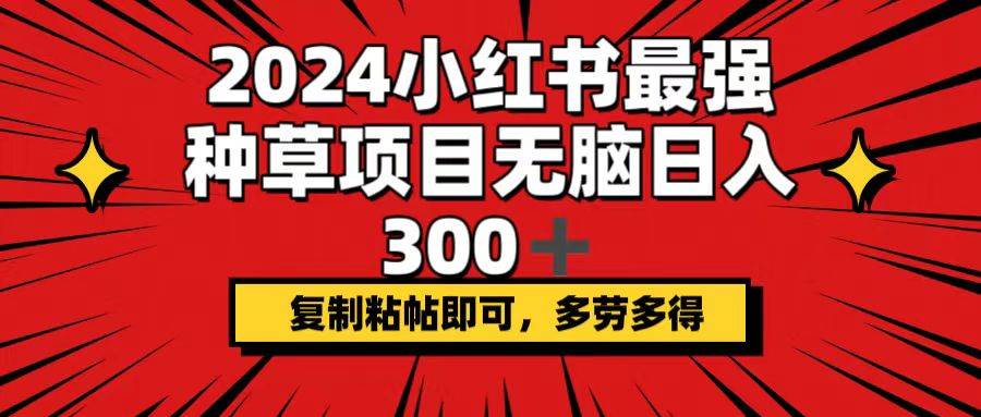2024小红书最强种草项目，无脑日入300+，复制粘帖即可，多劳多得云创网-网创项目资源站-副业项目-创业项目-搞钱项目云创网