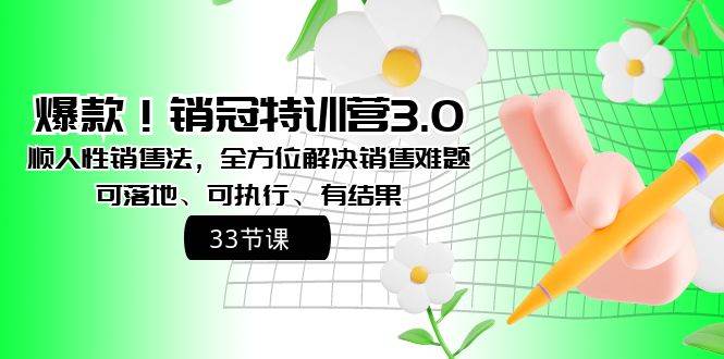 爆款！销冠特训营3.0之顺人性销售法，全方位解决销售难题、可落地、可执行、有结果云创网-网创项目资源站-副业项目-创业项目-搞钱项目云创网