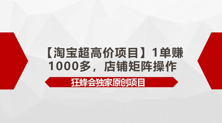 【淘宝超高价项目】1单赚1000多，店铺矩阵操作云创网-网创项目资源站-副业项目-创业项目-搞钱项目云创网