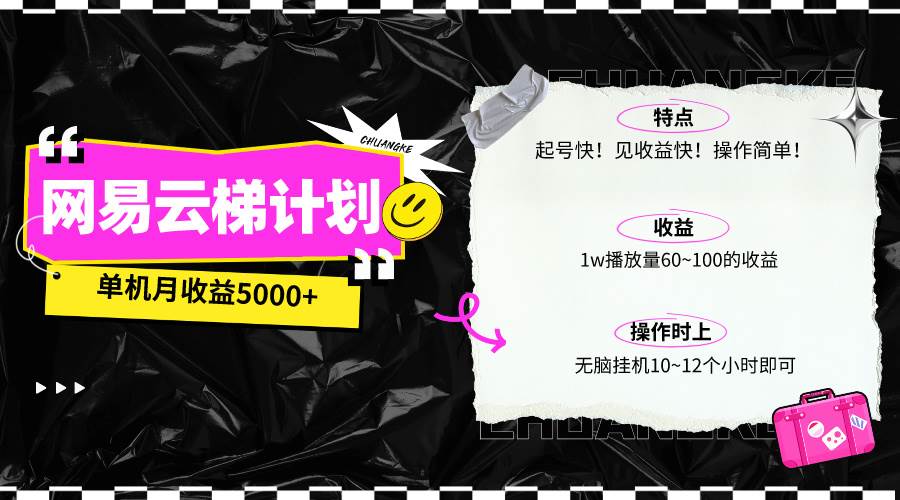 最新网易云梯计划网页版，单机月收益5000+！可放大操作云创网-网创项目资源站-副业项目-创业项目-搞钱项目云创网