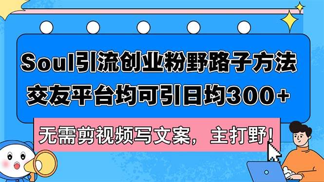 Soul引流创业粉野路子方法，交友平台均可引日均300+，无需剪视频写文案…云创网-网创项目资源站-副业项目-创业项目-搞钱项目云创网