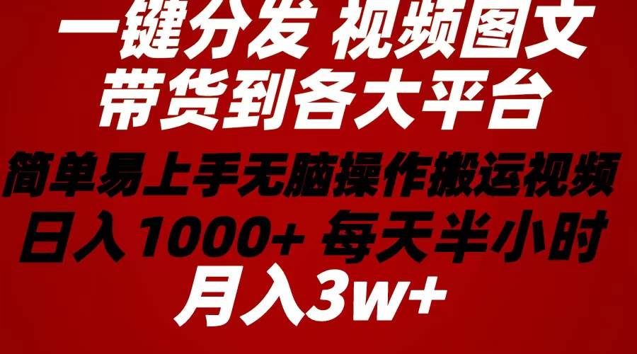 2024年 一键分发带货图文视频  简单易上手 无脑赚收益 每天半小时日入1…云创网-网创项目资源站-副业项目-创业项目-搞钱项目云创网