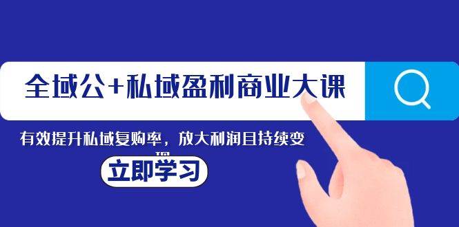 全域公+私域盈利商业大课，有效提升私域复购率，放大利润且持续变现云创网-网创项目资源站-副业项目-创业项目-搞钱项目云创网