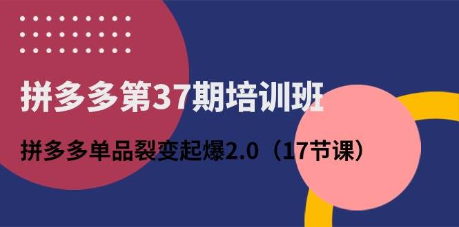 拼多多第37期培训班：拼多多单品裂变起爆2.0（17节课）云创网-网创项目资源站-副业项目-创业项目-搞钱项目云创网
