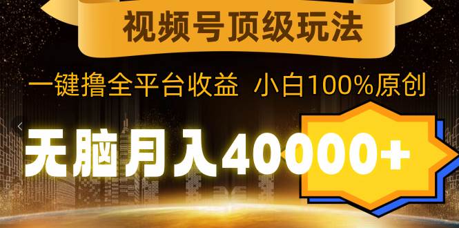 视频号顶级玩法，无脑月入40000+，一键撸全平台收益，纯小白也能100%原创云创网-网创项目资源站-副业项目-创业项目-搞钱项目云创网