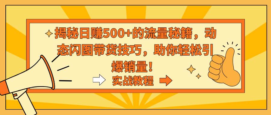 揭秘日赚500+的流量秘籍，动态闪图带货技巧，助你轻松引爆销量！云创网-网创项目资源站-副业项目-创业项目-搞钱项目云创网