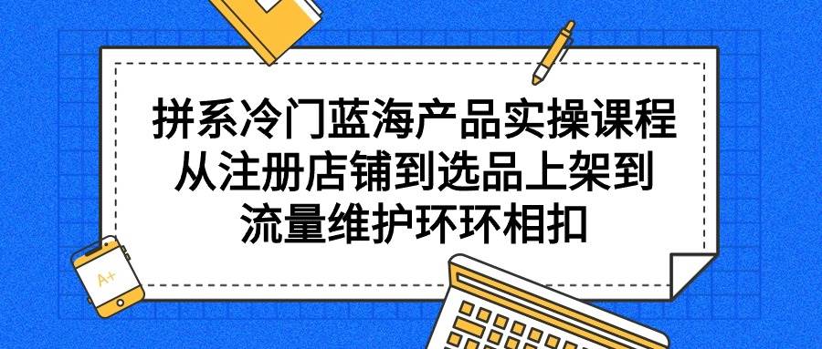 拼系冷门蓝海产品实操课程，从注册店铺到选品上架到流量维护环环相扣云创网-网创项目资源站-副业项目-创业项目-搞钱项目云创网