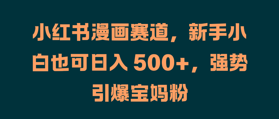 小红书漫画赛道，新手小白也可日入 500+，强势引爆宝妈粉云创网-网创项目资源站-副业项目-创业项目-搞钱项目云创网