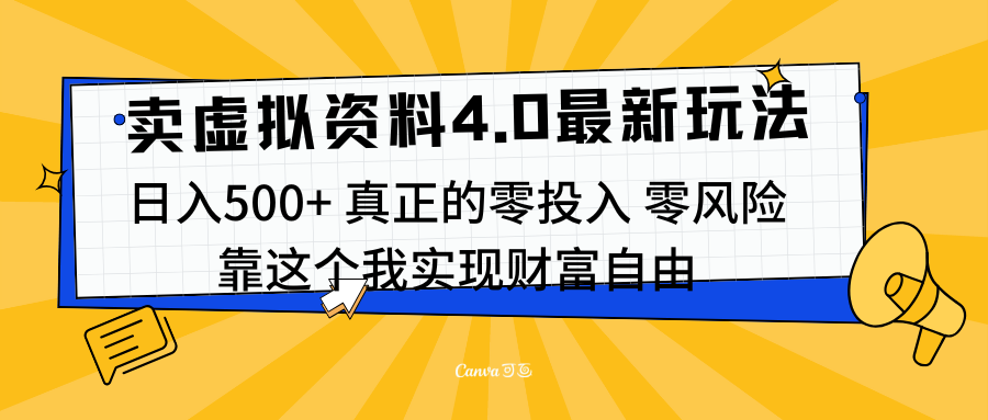 线上卖虚拟资料新玩法4.0，实测日入500左右，可批量操作，赚第一通金云创网-网创项目资源站-副业项目-创业项目-搞钱项目云创网