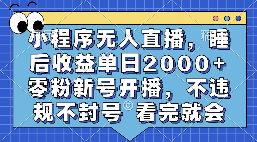 小程序无人直播，睡后收益单日2000+ 零粉新号开播，不违规不封号 看完就会云创网-网创项目资源站-副业项目-创业项目-搞钱项目云创网