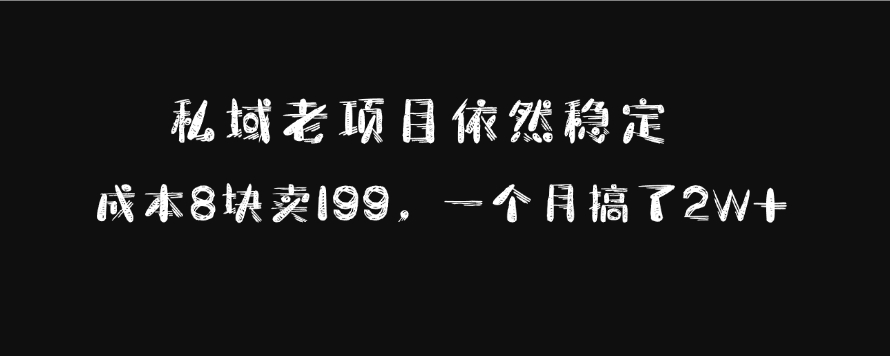 私域老项目依然稳定，成本8块卖199，一个月搞了2W+云创网-网创项目资源站-副业项目-创业项目-搞钱项目云创网