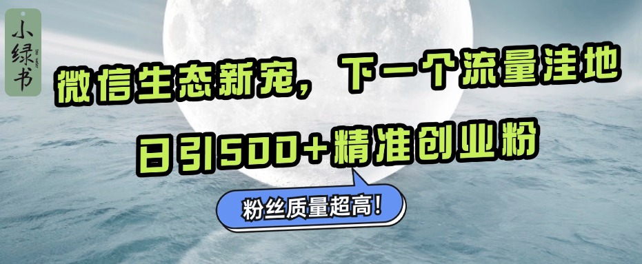 微信生态新宠小绿书：下一个流量洼地，粉丝质量超高，日引500+精准创业粉，云创网-网创项目资源站-副业项目-创业项目-搞钱项目云创网