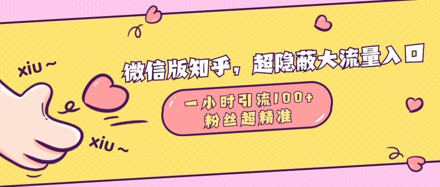 微信版知乎，超隐蔽流量入口，一小时引流100人，粉丝质量超高云创网-网创项目资源站-副业项目-创业项目-搞钱项目云创网