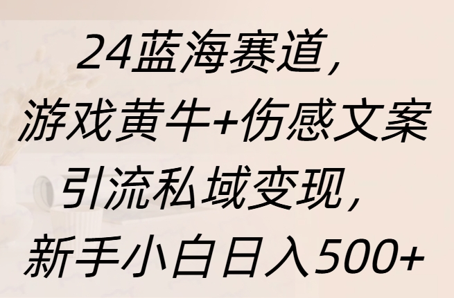 24蓝海赛道，游戏黄牛+伤感文案引流私域变现，新手日入500+云创网-网创项目资源站-副业项目-创业项目-搞钱项目云创网