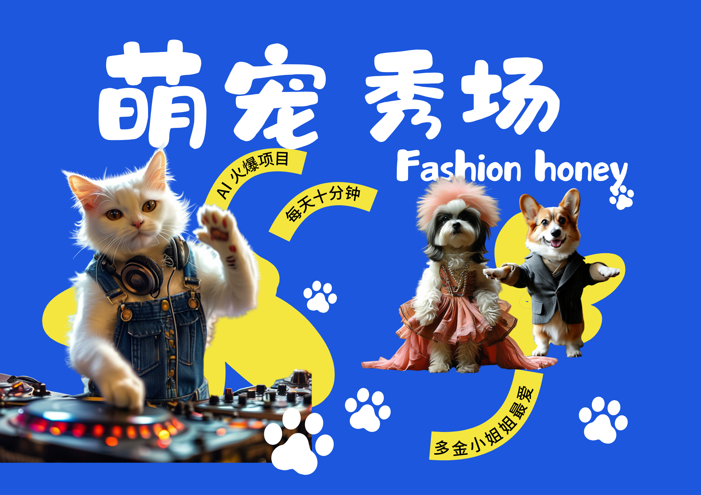 酷飒动物跳舞走秀  时尚喵FASHION汪 多金小姐姐最爱的 轻松月入破万云创网-网创项目资源站-副业项目-创业项目-搞钱项目云创网
