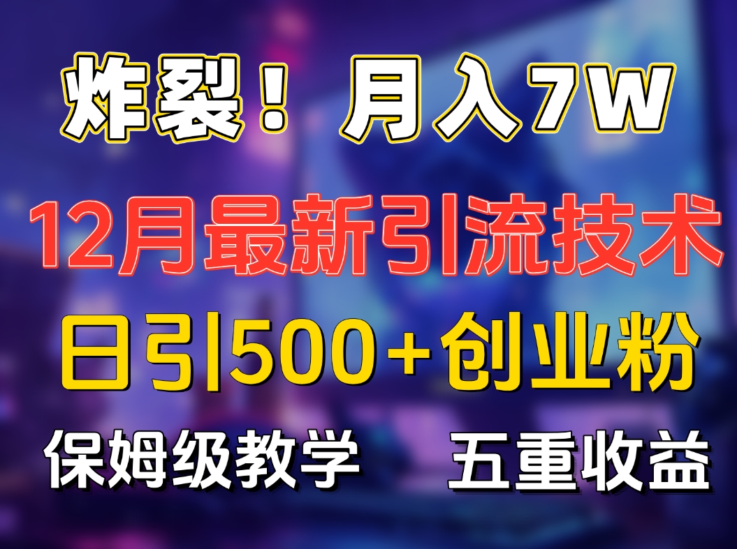 炸裂！月入7W+揭秘12月最新日引流500+精准创业粉，多重收益保姆级教学云创网-网创项目资源站-副业项目-创业项目-搞钱项目云创网
