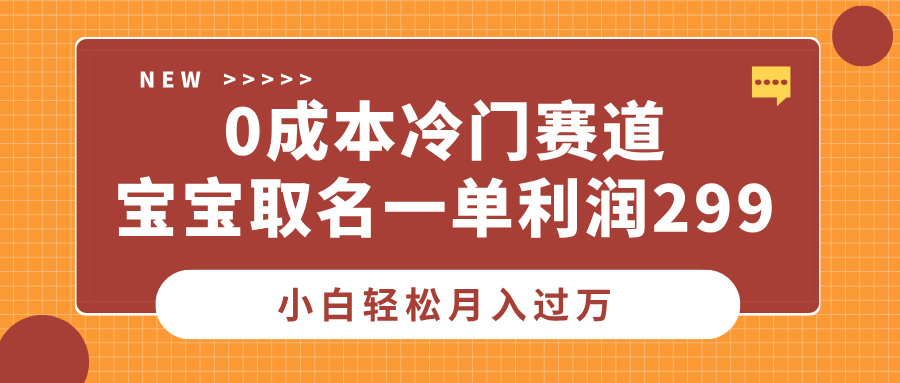 0成本冷门赛道，宝宝取名一单利润299，小白轻松月入过万云创网-网创项目资源站-副业项目-创业项目-搞钱项目云创网