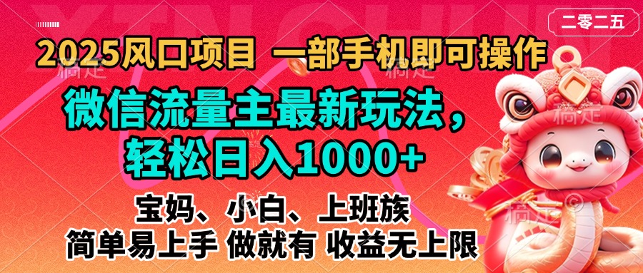 2025蓝海风口项目，微信流量主最新玩法，轻松日入1000+，简单易上手，做就有 收益无上限云创网-网创项目资源站-副业项目-创业项目-搞钱项目云创网