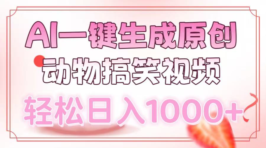 AI一键生成原创动物搞笑视频，轻松日入1000+云创网-网创项目资源站-副业项目-创业项目-搞钱项目云创网