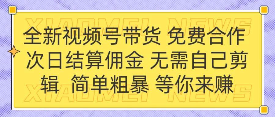 全新视频号 免费合作 佣金次日结算 无需自己剪辑云创网-网创项目资源站-副业项目-创业项目-搞钱项目云创网