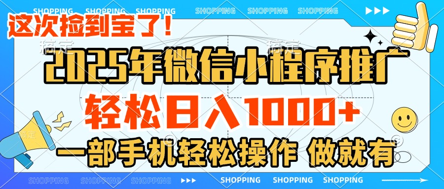 2025年微信小程序推广，轻松日入1000+，小白、宝妈一部手机轻松操作，做就有云创网-网创项目资源站-副业项目-创业项目-搞钱项目云创网