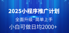 2025小程序推广计划，全面升级，简单上手，日均2000+云创网-网创项目资源站-副业项目-创业项目-搞钱项目云创网