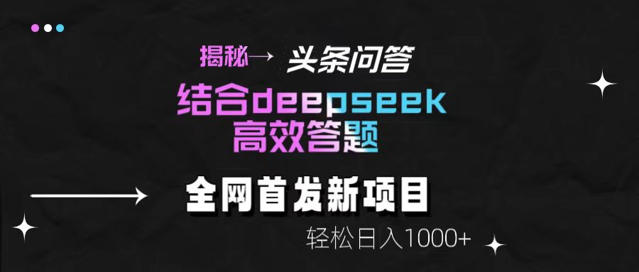 揭秘头条问答新玩法！结合deepseek高效答题，轻松日入1000+云创网-网创项目资源站-副业项目-创业项目-搞钱项目云创网