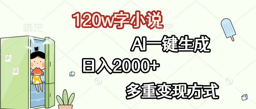 120w字小说，AI一键生成，日入2000+，多重变现方式云创网-网创项目资源站-副业项目-创业项目-搞钱项目云创网