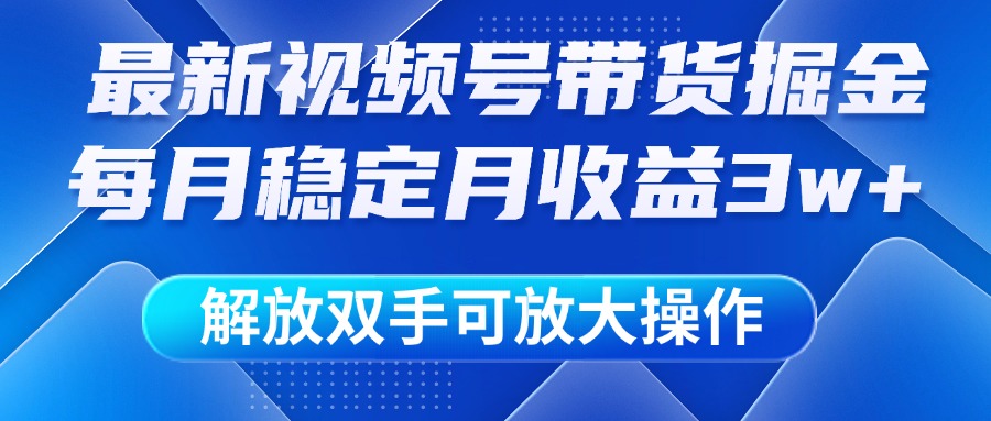 最新视频号带货掘金项目，每月稳定月收益3w+，解放双手，可放大操作云创网-网创项目资源站-副业项目-创业项目-搞钱项目云创网