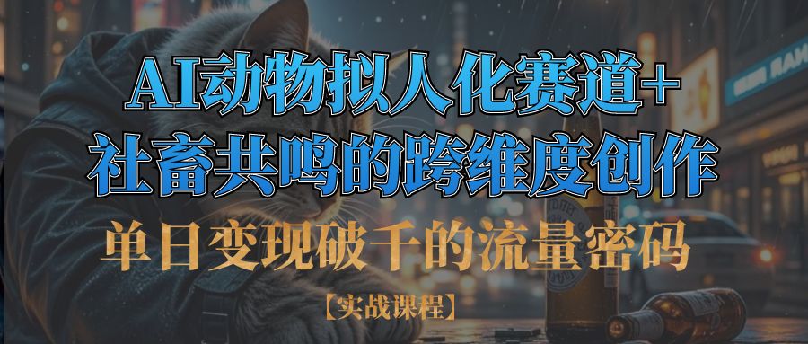 单日变现破千的流量密码,AI动物拟人化赛道+社畜共鸣的跨维度创作云创网-网创项目资源站-副业项目-创业项目-搞钱项目云创网