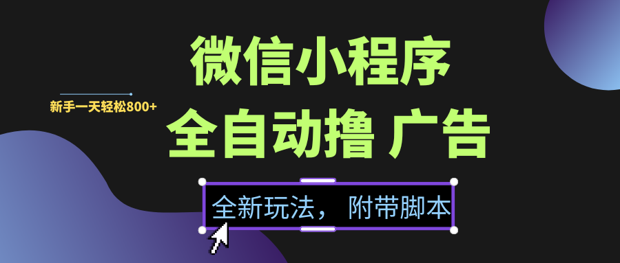 微信小程序挂机撸广告，全新玩法，新手一天轻松800+【附带脚本】云创网-网创项目资源站-副业项目-创业项目-搞钱项目云创网