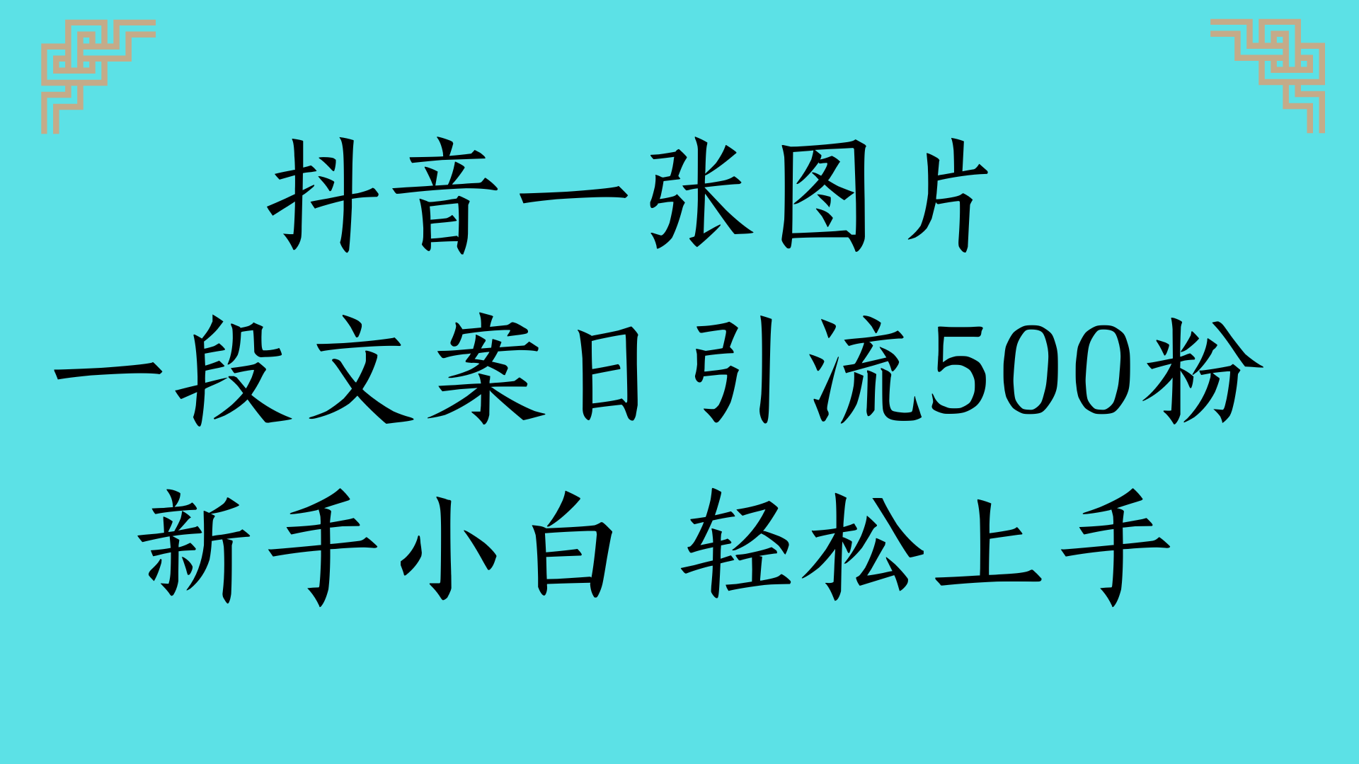 抖音一张图片 一段文案日引流500粉新手小白 轻松上手云创网-网创项目资源站-副业项目-创业项目-搞钱项目云创网